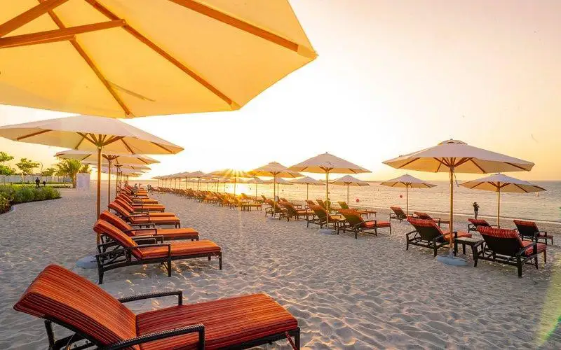 Shaded Spaces for Sitting at Dubai Islands Beach 

