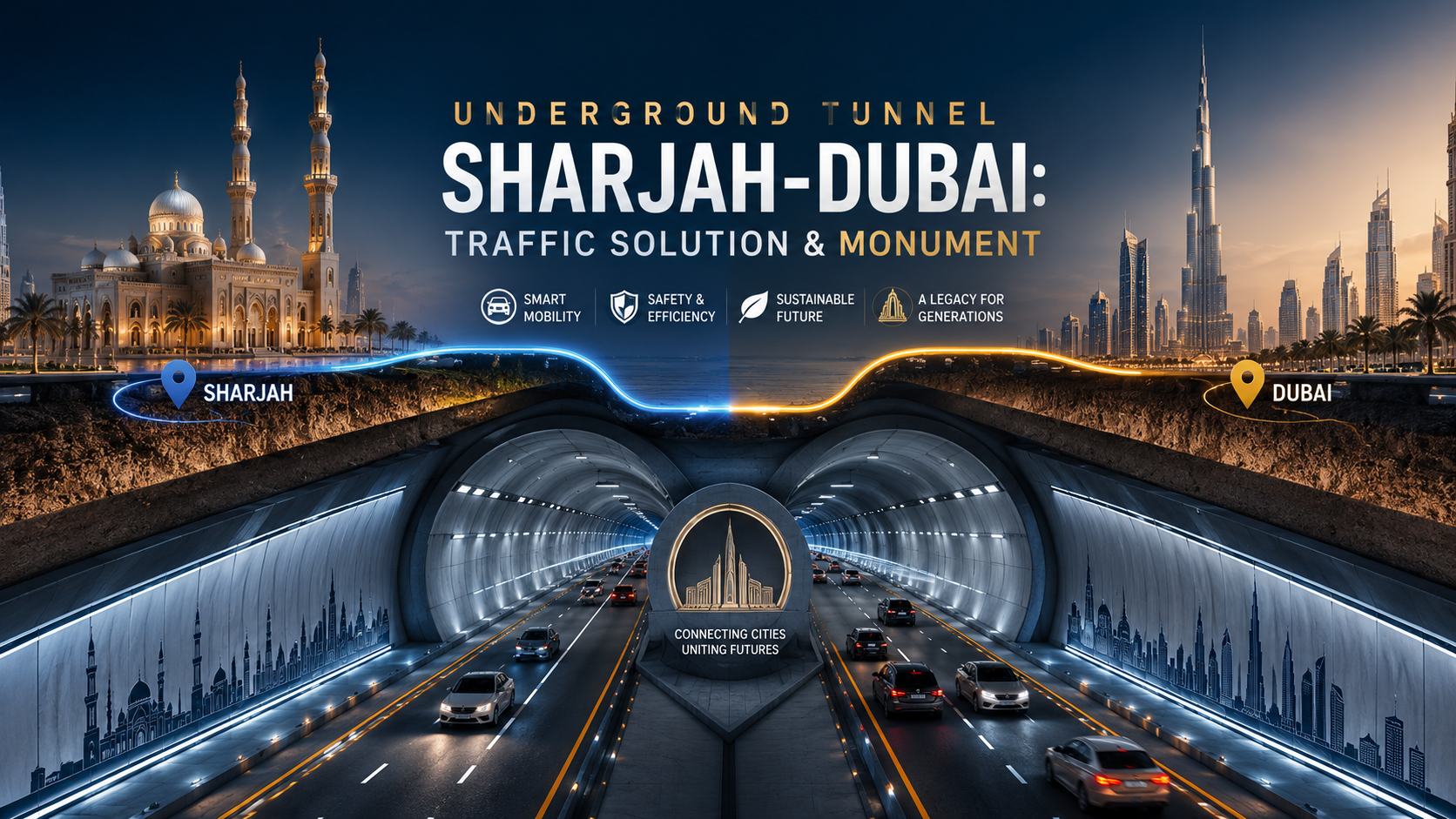 Underground Tunnel Sharjah-Dubai Traffic Solution & Monument